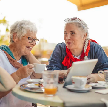 Two women sharing breakfast